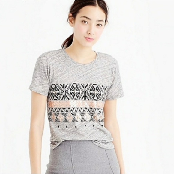 J. Crew Tops - J. Crew Gray T-shirt with Small Stone Detail in Chest.